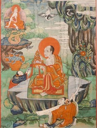 Twee fijne thangka's, Tibet of Nepal, 18/19e eeuw