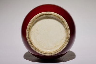 A Chinese monochrome sang-de-boeuf-glazed lantern vase, 18/19th C.