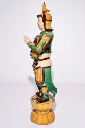 A large Chinese sancai-glazed model of a soldier in Ming style, 20th C.