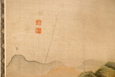 Une paire de peintures chinoises sur soie au sujet &quot;Les huit chevaux de Mu Wang&quot;, 19/20&egrave;me