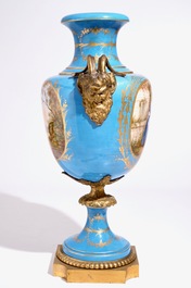 A massive bronze-mounted S&egrave;vres-style porcelain vase, 19th C.