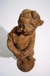 Toegeschr. aan Lodewyck Willemsens (Antwerpen, 1630-1702), een groot terracotta model van een putto