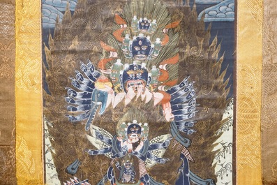 Een lot van drie thangkas, Tibet of Nepal, 19/20e eeuw