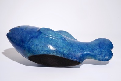 Xavier Alvarez (Frankrijk, 1949), &ldquo;Le Blue Lagoon&rdquo;, een bronzen sculptuur met blauwe patine