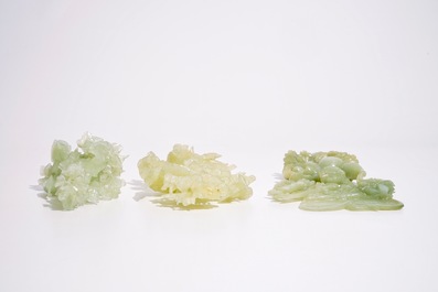 Five Chinese carved jadeite groups, 20th C.