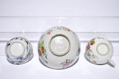 A varied lot of Chinese famille rose and Imari-style porcelain, 18th C.