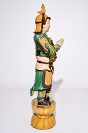 A large Chinese sancai-glazed model of a soldier in Ming style, 20th C.