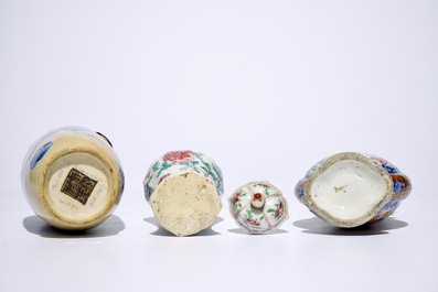 A varied lot of Chinese famille rose, Imari-style and blue and white porcelain, 18/19th C.