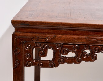 A Chinese carved hardwood table, 19/20th C.