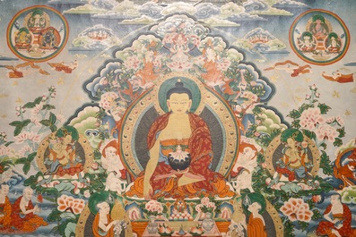 A large thangka, Tibet or Nepal, 19/20th C.