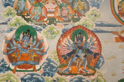 A large thangka, Tibet or Nepal, 19/20th C.