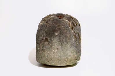 A carved limestone model of a skull or Memento Mori, 16th C.