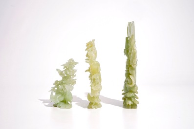 Five Chinese carved jadeite groups, 20th C.