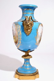 A massive bronze-mounted S&egrave;vres-style porcelain vase, 19th C.