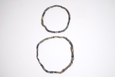 Deux colliers de perles tubulaires en lapis lazuli, Culture Chavin, P&eacute;rou, 9/2&egrave;me av. J.‑C.