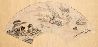 Twee Chinese beschilderde waaiers, 19/20e eeuw