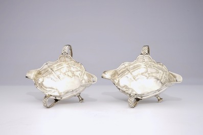 A pair of Flemish silver sauceboats, 18th C.