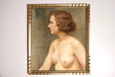 Jef Van de Fackere (1879-1946), vrouwelijk naakt, gouache op papier