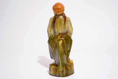 A Flemish pottery figure, &quot;The little farmer&quot;, prob. Laigneil workshop, 20th C.