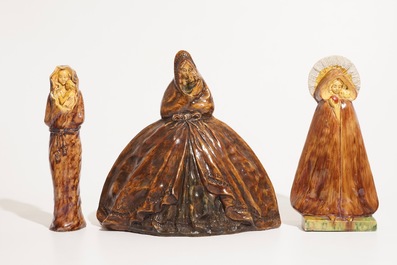 Six religious Flemish pottery figures, incl. Laigneil and Noseda workshops, 20th C.