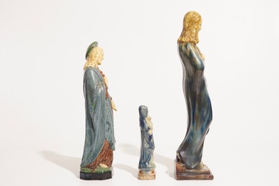 Six religious Flemish pottery figures, incl. Laigneil and Noseda workshops, 20th C.