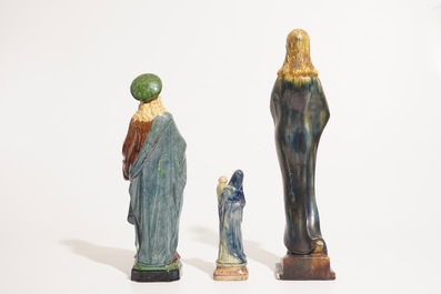 Six religious Flemish pottery figures, incl. Laigneil and Noseda workshops, 20th C.