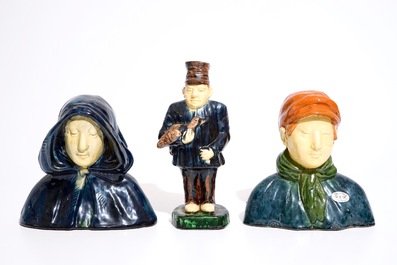 Gilbert Monteyne (1939-), 8 Flemish pottery figures, 20th C.