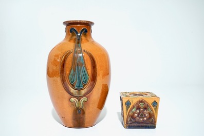 A collection of Flemish pottery Art Nouveau and Art Deco vases, 20th C.