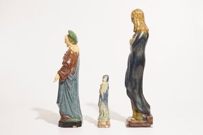 Six religious Flemish pottery figures, incl. Laigneil and Noseda workshops, 20th C.