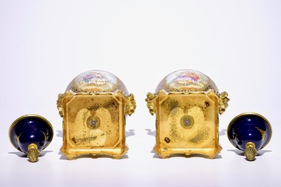 A pair of French ormolu-mounted covered vases in S&egrave;vres style, France, 20th C.