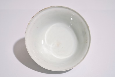A Chinese famille rose export bowl with a harbour scene, Qianlong