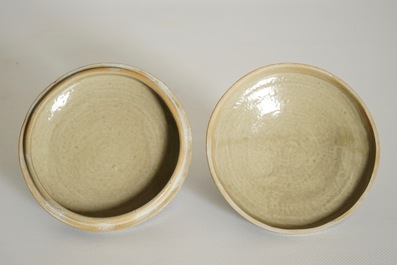 A Chinese grey-glazed round-shaped box, Northern Song