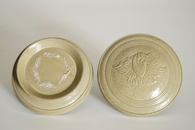 A Chinese grey-glazed round-shaped box, Northern Song