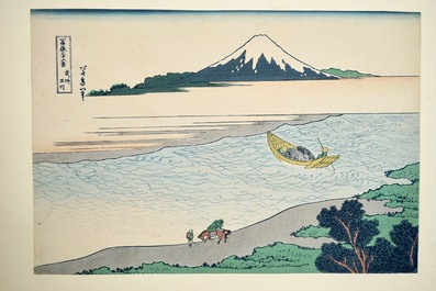 Elf Japanse woodblock prenten, o.a. Hokusai, 19/20e eeuw