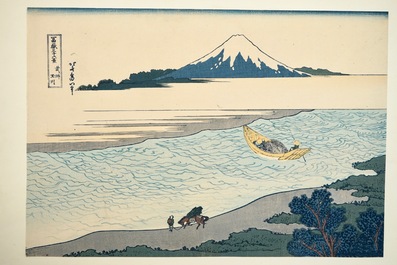 Eleven Japanese woodblocks, incl. works by Hokusai, 19/20th C.