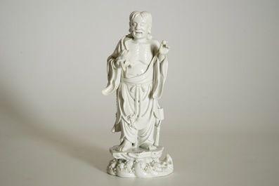 Een Chinese Dehua blanc de Chine figuur van Liu Hai met de pad, gemerkt voor Xie Bamboo, begin 19e eeuw