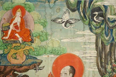 Twee fijne thangka's, Tibet of Nepal, 18/19e eeuw