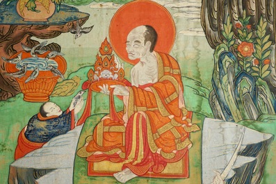 Twee fijne thangka's, Tibet of Nepal, 18/19e eeuw