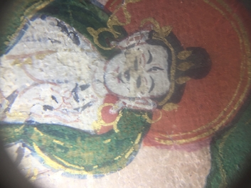 Twee fijne thangka's, Tibet of Nepal, 18/19e eeuw