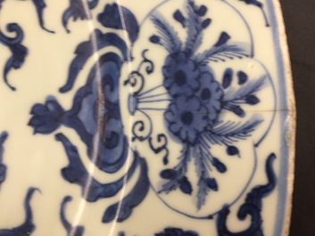 A blue and white Chinese armorial dish for the Dutch market, arms of Pelgrom, Kangxi