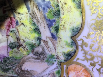 Une assiette en porcelaine de Chine Imari d'apr&egrave;s Cornelis Pronk: &quot;Dames au Parasol&quot; et une en style de Meissen, Qianlong