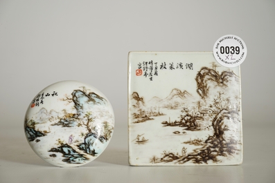 Two Chinese qianjiang cai seal paste boxes and covers, 19/20th C.