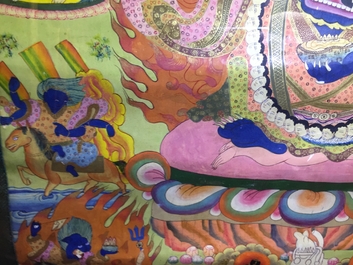 Een thangka met Mahakala, Tibet of Nepal, 19/20e eeuw