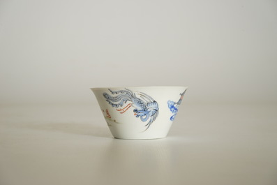 A Chinese eggshell &quot;Dragon and phoenix&quot; wine cup, Yongzheng