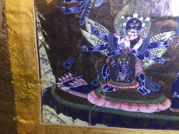 Un lot de trois thangkas, Tibet ou N&eacute;pal, 19/20&egrave;me