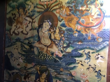 Een lot van drie thangkas, Tibet of Nepal, 19/20e eeuw