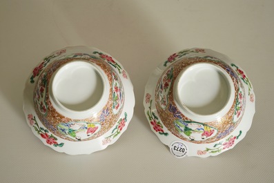 A fine pair of Chinese famille rose bowls and covers, Yongzheng