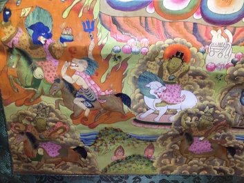 Een thangka met Mahakala, Tibet of Nepal, 19/20e eeuw