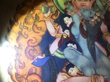 Un lot de trois thangkas, Tibet ou N&eacute;pal, 19/20&egrave;me