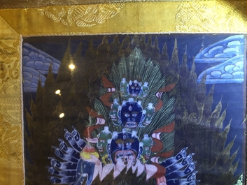 Un lot de trois thangkas, Tibet ou N&eacute;pal, 19/20&egrave;me